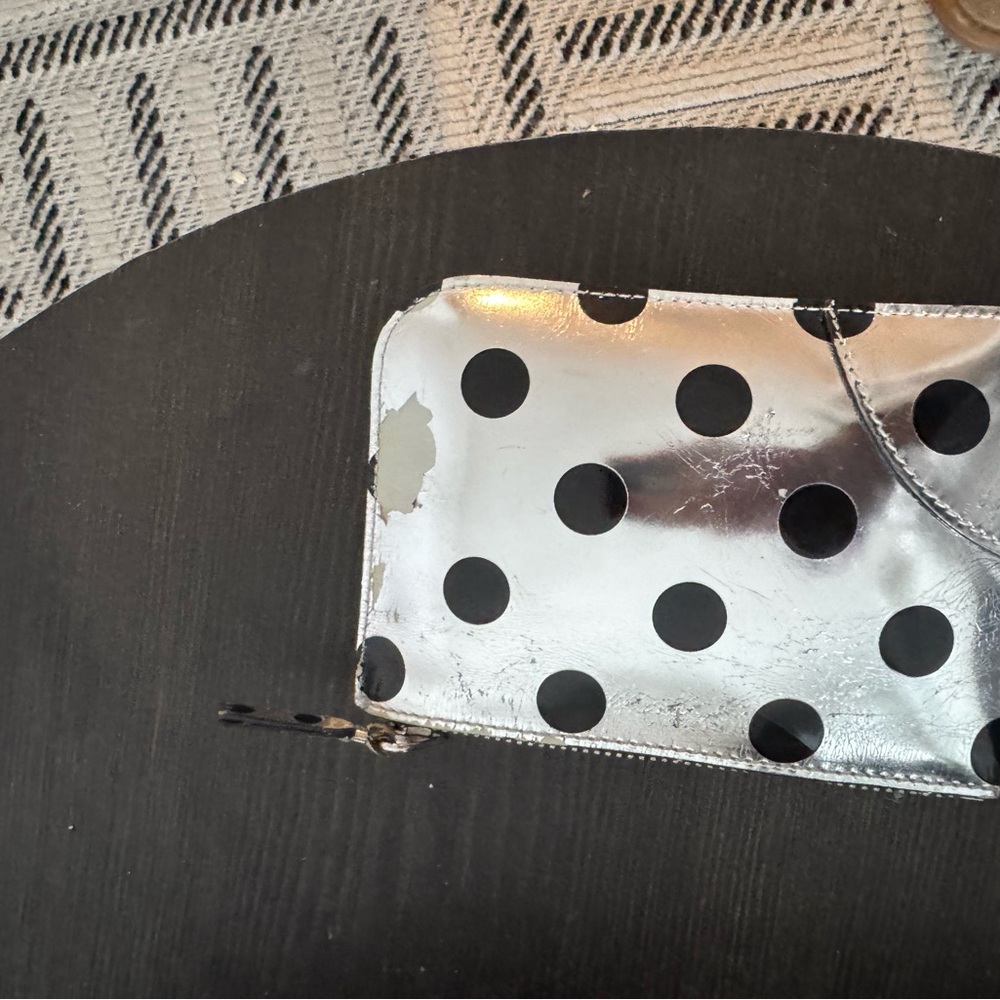 Comme des Garcons Metallic Silver Clutch Pouch with Black Dots - Picture 6 of 7